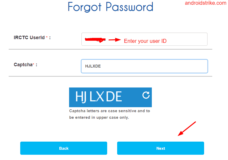 irctc forget password